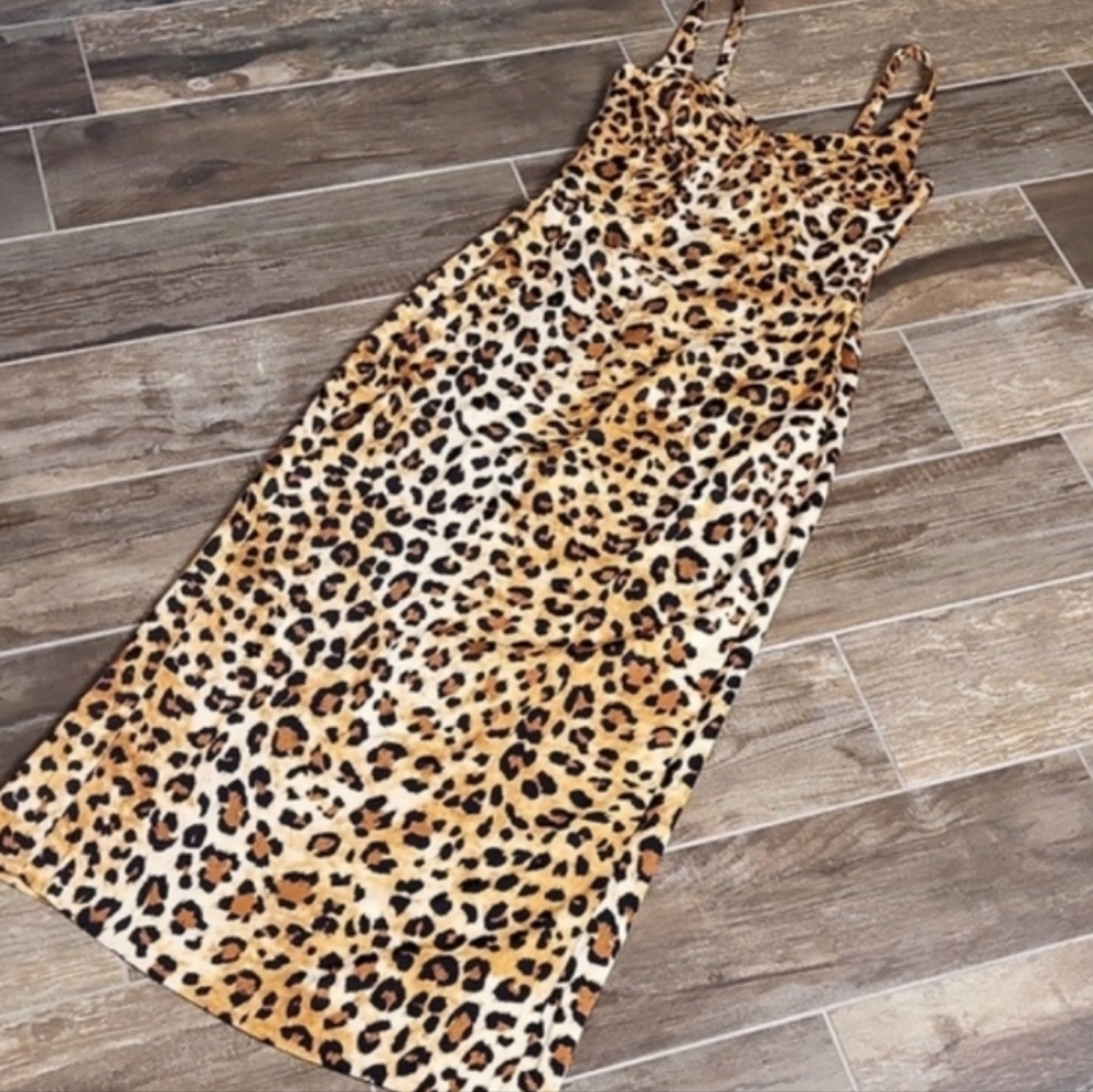 XXS/XS Zara Animal Print Softly Structured Bodice Silky Sleeveless Maxi Dress - Picture 2 of 14